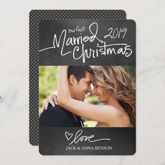 311ウアーファーストク結婚したリスマスホリデーカードチョーク シーズンカード (正面/裏面)