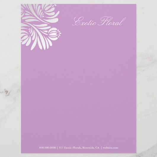 311エキゾチックな花柄|の紫色 レターヘッド (正面)