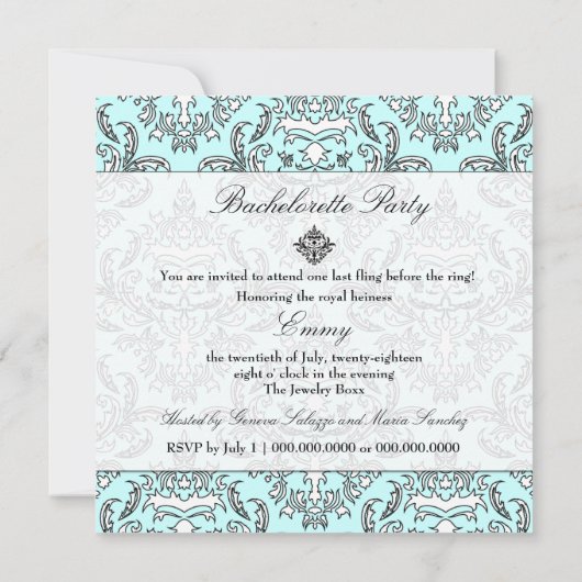 311エミーの空のダマスク織の招待状 招待状 (裏面)