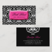 311エレガントなピンクの送風ダマスク織のHottのピンク 名刺 (正面/裏面)