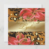 311オレンジの野生のタイガーリリーゴールデンメタリック 招待状 (正面)