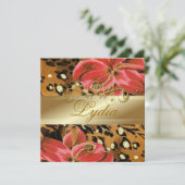 311オレンジの野生のタイガーリリーゴールデンメタリック 招待状 (スタンド正面)