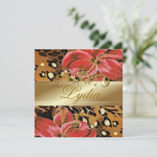 311オレンジの野生のタイガーリリーゴールデンメタリック 招待状 (スタンド正面)