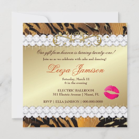 311オレンジの野生のタイガーリリーゴールデンメタリック 招待状 (裏面)