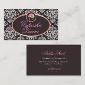311カップケーキの神の無地のなダマスク織 名刺 (正面/裏面)