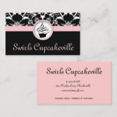 311カップケーキ名刺フローラダマスクベビーピンク 名刺 (正面/裏面)