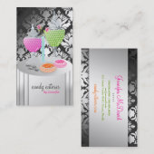 311キャンデーのサービス係のバージョン2ダマスク織のきらめく 名刺 (正面/裏面)