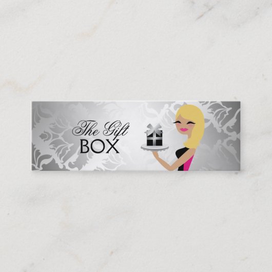 311ギフト用の箱のかわいこちゃんの波状のブロンドのダマスク織 スキニー名刺 (正面)