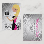 311ギフト用の箱のかわいこちゃんの波状のブロンドのダマスク織 名刺 (正面/裏面)