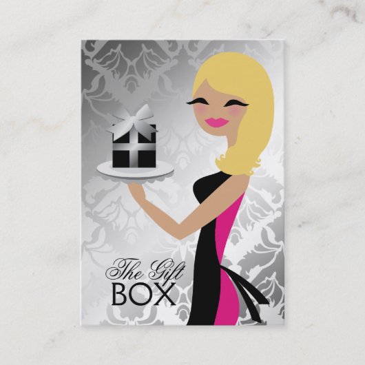 311ギフト用の箱のかわいこちゃんの波状のブロンドのダマスク織 名刺 (正面)