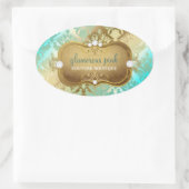 311グラマリーゴールデン海ダマスク 楕円形シール (バッグ)