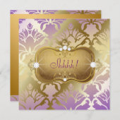 311グラマーな薄紫ダマスクの驚き 招待状 (正面/裏面)