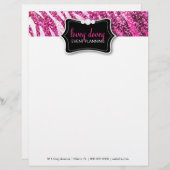 311グリッターのシマウマのピンク レターヘッド (正面/裏面)