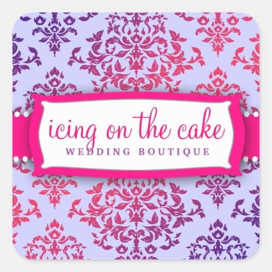 311ケーキのアイシングPink & Lavender 2 スクエアシール (正面)
