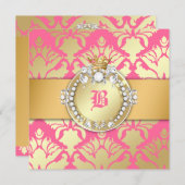 311ゴールデンダマスクきらめくクイーンベビーシャワー 招待状 (正面/裏面)