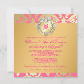 311ゴールデンダマスクきらめくクイーンベビーシャワー 招待状 (裏面)