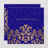 311ゴールデンフレームスクエアブル王室のー金ゴールド 招待状 (正面/裏面)