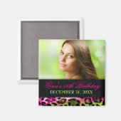 311シックなホットピンクライムヒョウ弓を保存する日付 マグネット (正面/裏面)