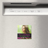 311シックなホットピンクライムヒョウ弓を保存する日付 マグネット (インサイチュ (食洗機))