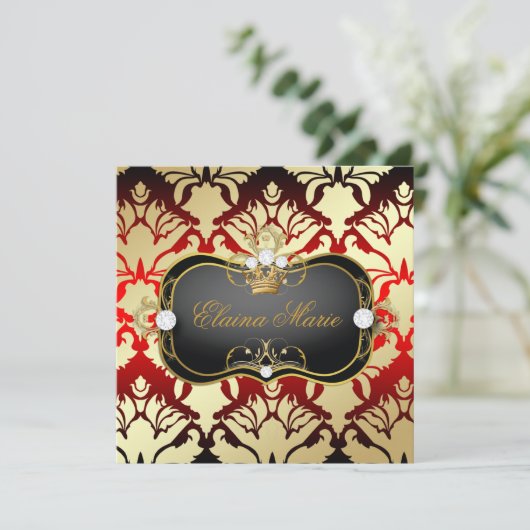 311ジェットブラックシャオベラさくらんぼサスメタリック金ゴールド 招待状 (スタンド正面)