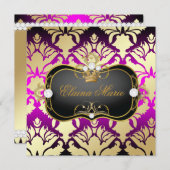 311ジェットブラックチャオベラピンクサスSweet sixteen 招待状 (正面/裏面)