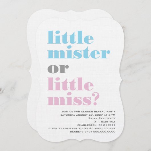 311ジェンダーがリトルミスターリトルを明か恋しく思す 招待状 (正面/裏面)