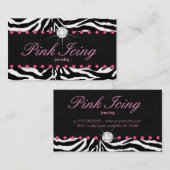 311ジュエリーの名刺のシマウマのピンクはダイヤモンドに点を打ちます 名刺 (正面/裏面)