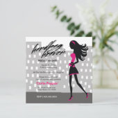 311スタイリッシュな都市女の子|のショッキングピンク 招待状 (スタンド正面)