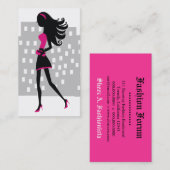311スタイリッシュな都市女の子|の焼けるように暑いピンク 名刺 (正面/裏面)