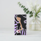 311スパのファッショニスタ紫色のシマウマの長い毛 名刺 (スタンド正面)