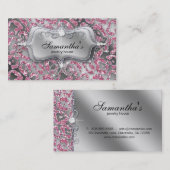 311スパークルジュエリーゼブラクラッシピンキヒョウ 名刺 (正面/裏面)