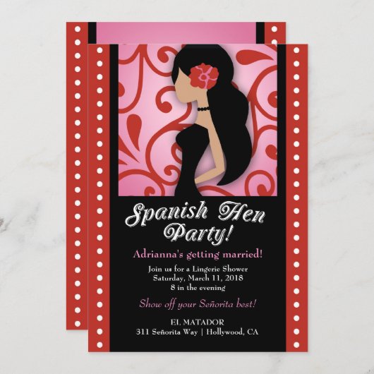 311スペイン人の女性だけのパーティー 招待状 (正面/裏面)