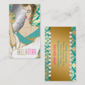 311ダイヤモンドの芸者|のターコイズの金ゴールド 名刺 (正面/裏面)