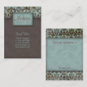 311ダマスクサロンスパアポイントメントカードブルーブラウン 予約カード (正面/裏面)