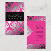 311ダマスク織のきらめくのピンクの炎の平野の背部 名刺 (正面/裏面)