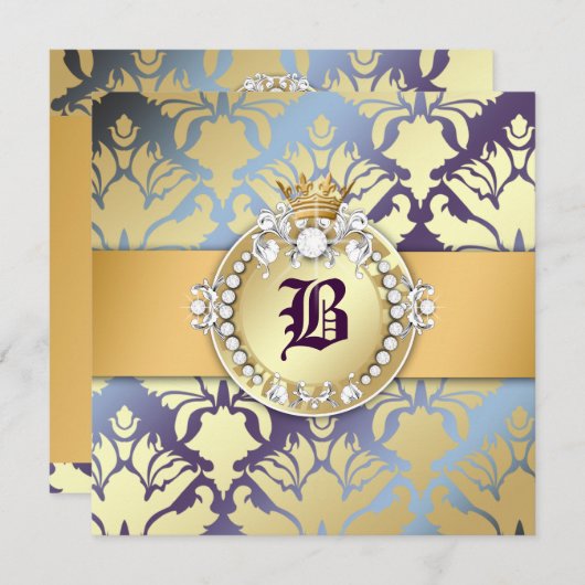 311ダマスク織のきらめくの女王のすてきな50アジサイ 招待状 (正面/裏面)