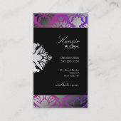 311ダマスク織のきらめくの紫色の光輝プログラム 名刺 (裏面)