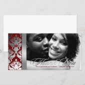 311ダマスク織のきらめくは銀製の赤感謝していしています サンキューカード (正面/裏面)