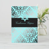 311ダマスク·ターコイズ·ブルー·スター·オブ·デイビッド 招待状 (スタンド正面)