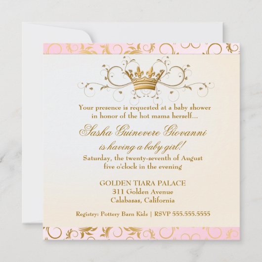 311チャオベラゴールデンクリームディバイニングピンクベビー 招待状 (裏面)