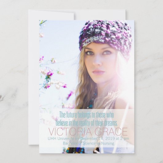 311ティール（緑がかった色）はそれらのに未来卒業属します 案内状 (正面)