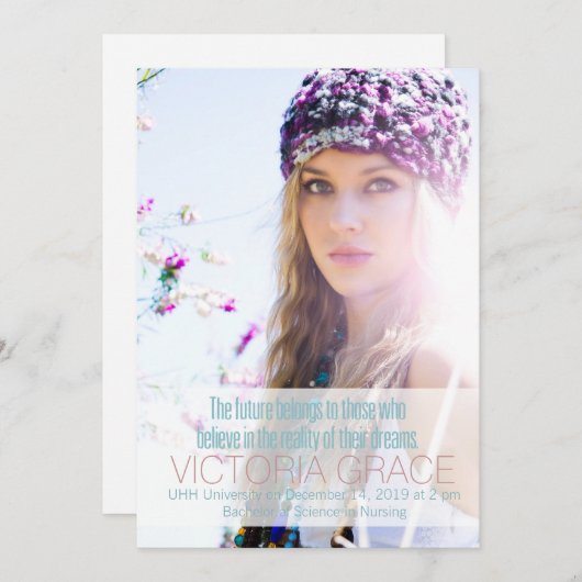 311ティール（緑がかった色）はそれらのに未来卒業属します 案内状 (正面/裏面)