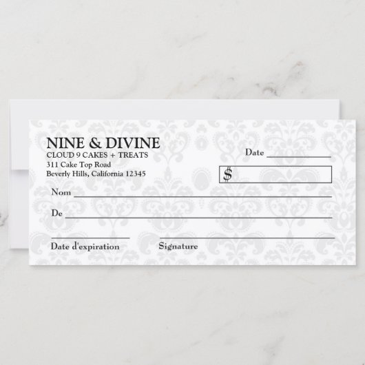 311ディバイン灰色の白いダマスクギフトボックス&テディベア (裏面)