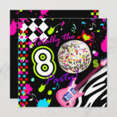 311トータル80年代パーティーピンクギターディスコボール 招待状 (正面/裏面)