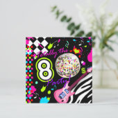 311トータル80年代パーティーピンクギターディスコボール 招待状 (スタンド正面)