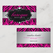 311バロックのブティックのショッキングピンクのシマウマ 名刺 (正面/裏面)