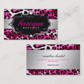 311バロックのブティックのショッキングピンクのヒョウ 名刺 (正面/裏面)