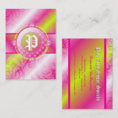 311ピンクのライムの砂糖のモノグラム 名刺 (正面/裏面)