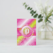 311ピンクのライムの砂糖のモノグラム 名刺 (スタンド正面)