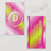 311ピンクのライムの砂糖のモノグラム 名刺 (正面/裏面)